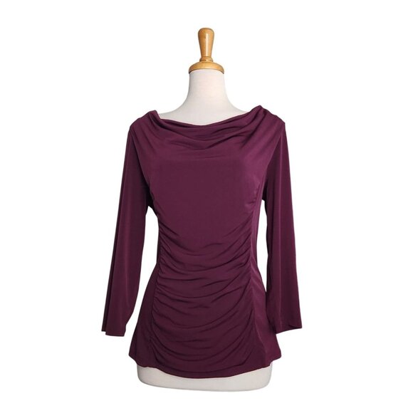 Dana Buchman Purple Runched Blouse Womens L 90s Basic - Picture 4 of 9